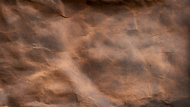 Old dark brown vintage crumpled paper texture background. Vintage old paper background texture, brown aged crumpled parchment surface