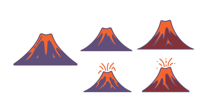 Volcano Line art minimal abstract vector