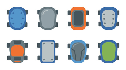 Fototapeta premium knee pad , flat color vector set collection , white background , PNG and SVG