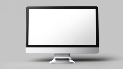 Fototapeta premium Digital computer screen with blank white display modern technology device on gray background