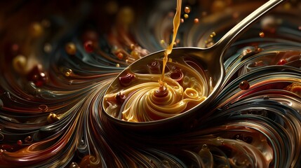 Swirling warm colors spoon macro art