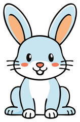 Fototapeta premium Cartoon Rabbit Illustration Featuring a Happy Blue Bunny with Long Ears and a White Chest