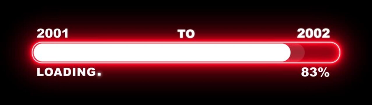 New year 2002 loading bar animation Year changing from 2001 to 2002. Loading bar from 2001 to 2002 new year transfer animation. Almost reaching New Year, loading business progress.