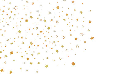 Fototapeta premium Golden star confetti on a white background, perfect for holidays, celebrations, and festive designs
