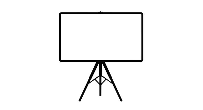Simple line drawing of a blank whiteboard on a tripod stand