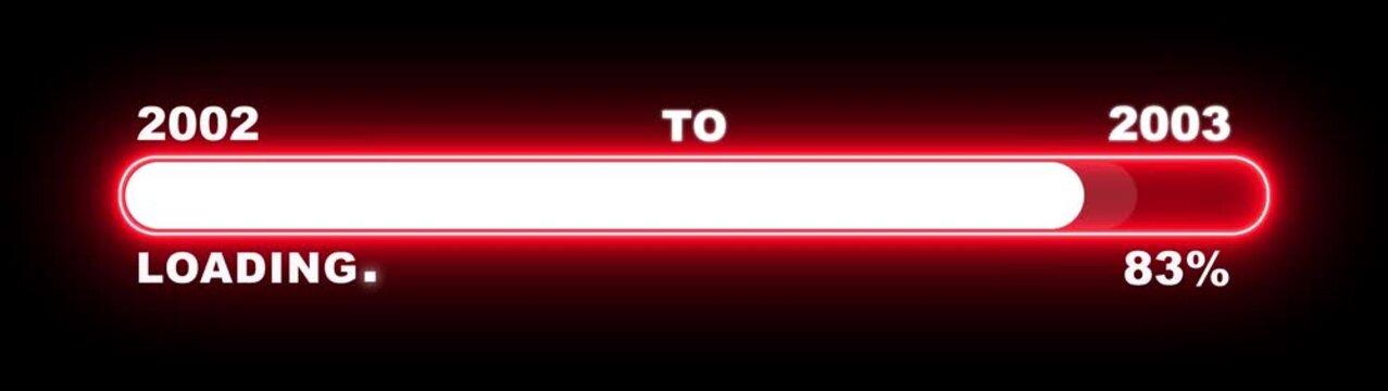 New year 2003 loading bar animation Year changing from 2002 to 2003. Loading bar from 2002 to 2003 new year transfer animation. Almost reaching New Year, loading business progress.
