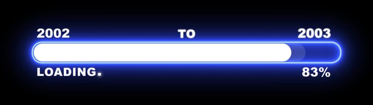 New year 2003 loading bar animation Year changing from 2002 to 2003. Loading bar from 2002 to 2003 new year transfer animation. Almost reaching New Year, loading business progress.