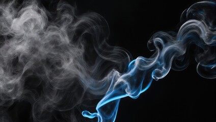 Obraz premium Dynamic Blue and White Smoke Swirls on a Dark Background.