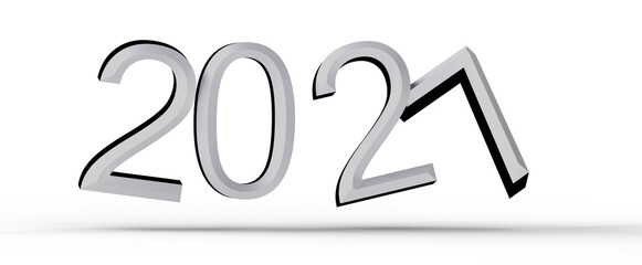 Stylish 2021 silver numbers isolated. Perfect for New Year's greetings, calendars, and celebrations. Modern design, clea © vegefox.com