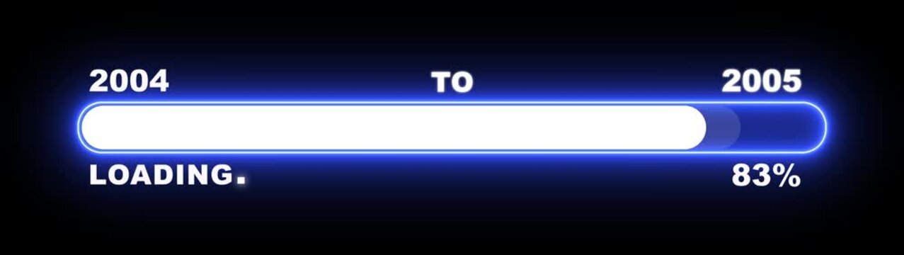 New year 2005 loading bar animation Year changing from 2004 to 2005. Loading bar from 2004 to 2005 new year transfer animation. Almost reaching New Year, loading business progress.