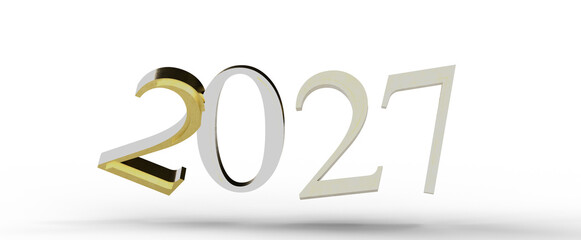 Illustration of the year 2021 with golden and silver numbers, perfect for new year greetings and celebration concepts. M © vegefox.com