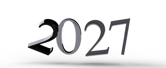 2027 year number in a graphic style. Ideal for New Year greetings, future concepts, and event announcements. Modern desi © vegefox.com
