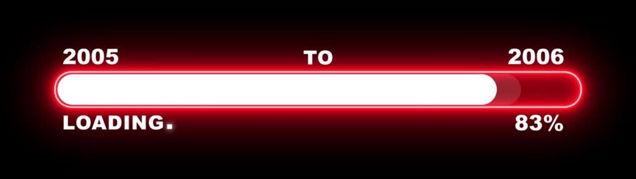 New year 2006 loading bar animation Year changing from 2005 to 2006. Loading bar from 2004 to 2005 new year transfer animation. Almost reaching New Year, loading business progress.