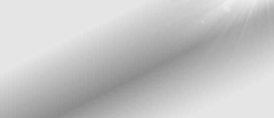 Soft white light rays with glowing beam and atmospheric dust, abstract radiant spotlight effect on transparent background