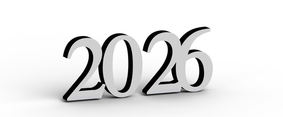 2026 year illustration in a clean and stylish design, perfect for new year greetings and concept art. Ideal for web grap © vegefox.com