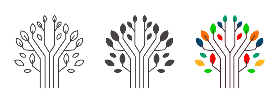 Digital Tech Tree Logo  Organic Circuit Network Concept