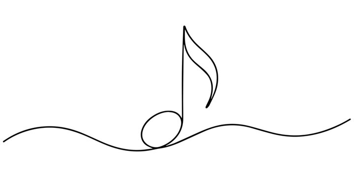 Treble clef continuous one line drawing. Music sign in simple linear style. Vector illustration, Continuous one line drawing of music column, treble clef and notes.one line vector illustration