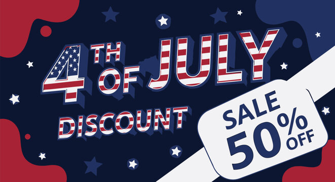 American Independence Day sale discount banner, 50 percent off, vector illustration