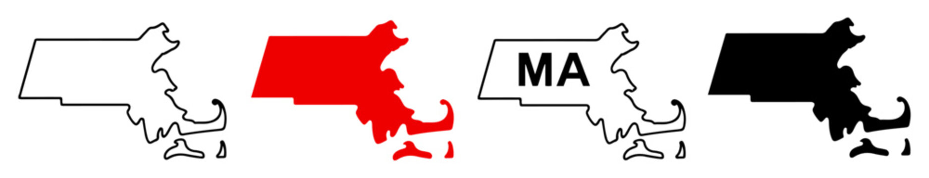 massachusetts state map icon set