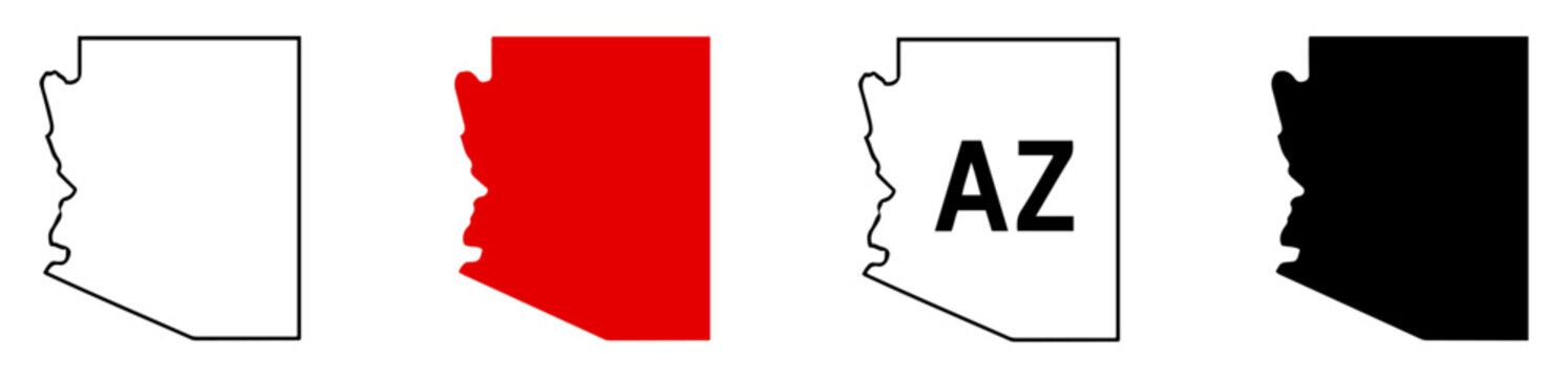 arizona state silhouette map icon set