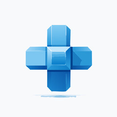 Obraz premium Vibrant blue geometric three-dimensional plus symbol representing positive growth, innovation, and technological advancement
