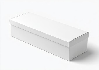 Naklejka premium Plain, rectangular white box with lid, casting a shadow on a white background