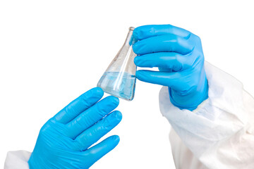 Fototapeta premium Water research in the laboratory. Selective focus.