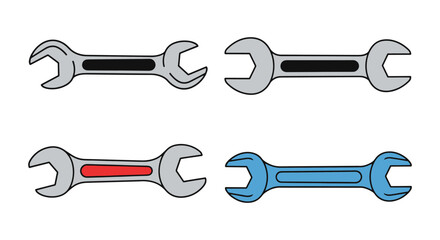 Wrench Old Line art abstract bold color illustration
