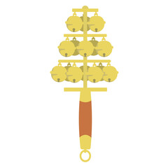 神楽や巫女舞で使用される伝統的な神楽鈴のイラスト