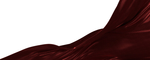 Naklejka premium Dramatic view of flowing red silk fabric on a white background. Perfect for abstract, design, and texture visuals. Great