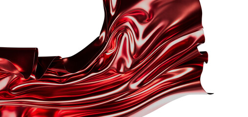 Luxurious abstract background of smooth, flowing red satin fabric with soft highlights and textures