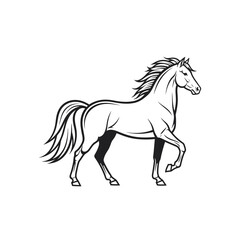 Obraz premium Elegant Horse Galloping in Black and White Line Art