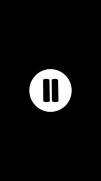 Vertical clicking play and pause button animation, on transparent background.