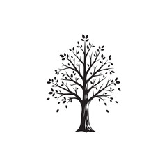 Obraz premium Minimalist Black and White Tree Vector Illustration for Nature and Growth Designs