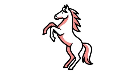 Majestic White Horse Rearing Up on Hind Legs.