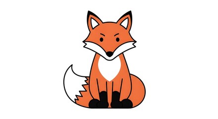Cute Cartoon Fox Illustration with Orange Fur and White Accents.