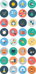 Flat vector web icons set featuring business and computer interface elements like buttons, stars, and circular signs for internet design and website navigation illustrations