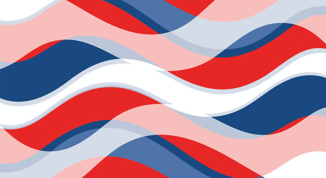Patriotic wavy stripes pattern in red, white, and blue colors