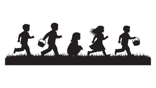 Silhouette Vector Family Playing Soccer Outdoors in Sunset Minimalist Flat Design Illustration