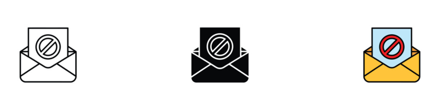 Email access denied icon vector. Blocked message sign for spam protection and security alerts. Vector Illustration.