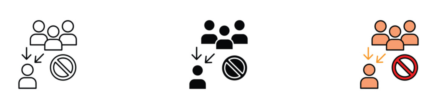 Discrimination icon vector. Human resources recruitment denied and candidate rejection symbol. Vector Illustration.