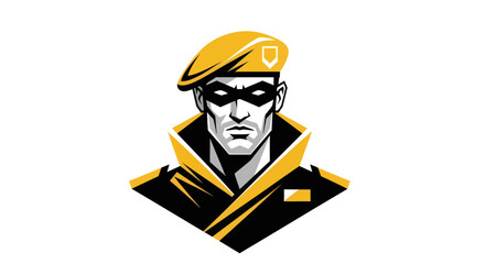 Obraz premium Stylized illustration of a figure wearing a mask and a beret