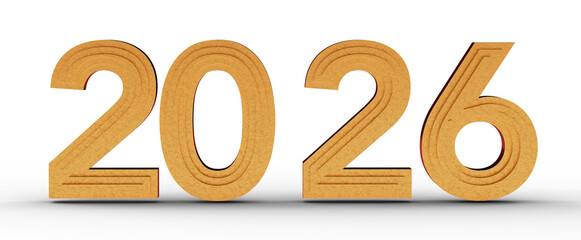 3D render of the year 2026. Perfect for new year greetings, announcements, or any project needing a modern, stylized yea