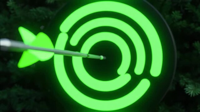 Glowing Green Target with Arrow Hit Center.