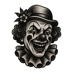 PNG Vintage clown tattoo design