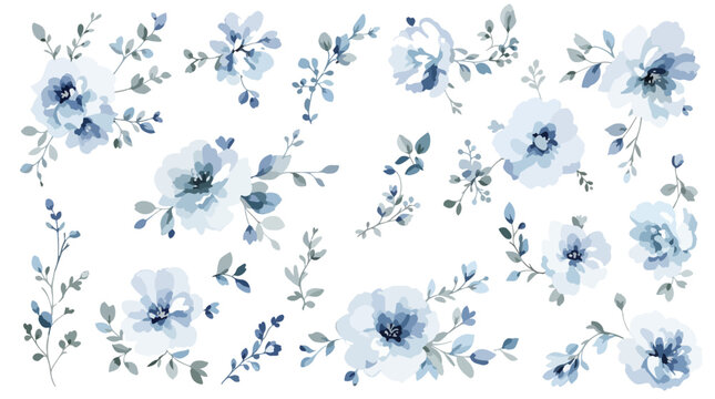abstract flowers blue background