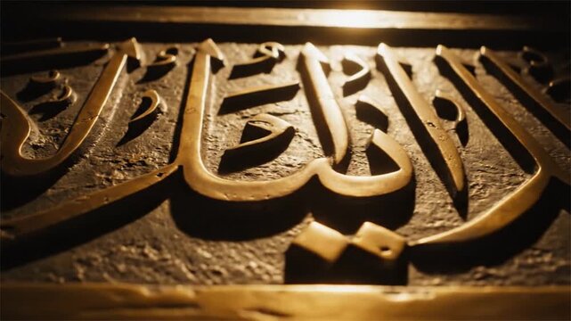Elegant Golden Islamic Calligraphy Motion Background Loop
