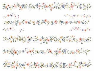Obraz premium Delicate Floral Border with Soft Pastel Wildflowers