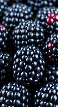 Fresh blackberries with some red berries close up