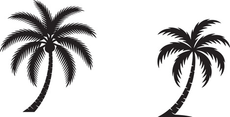 Obraz premium Black palm tree silhouette vector illustration isolated on background